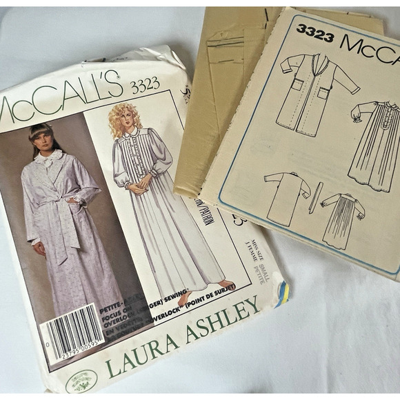 McCall's Laura Ashley Vtg Cottagecore Sewing Pattern 3323 Small Petite Robe Gown - Picture 4 of 5